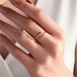 Minimalist Lab Diamond Bypass Ring, 14K Gold