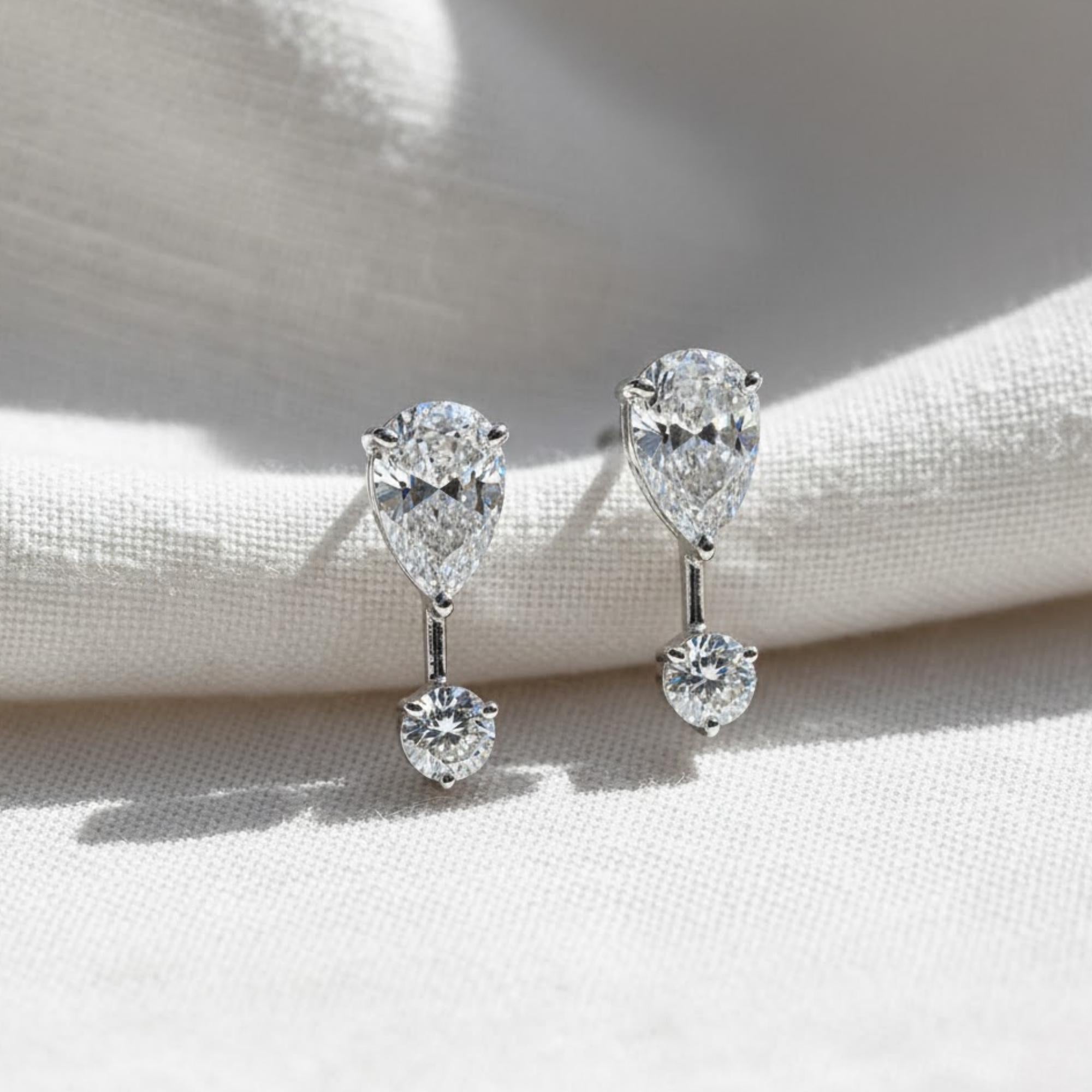 Lab Created Pear Diamond Jacket Earrings Single or Pair