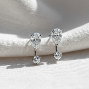 Lab Created Pear Diamond Jacket Earrings Single or Pair