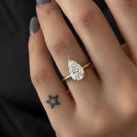 Pear Cut Lab Diamond Solitaire Engagement Ring, 14K Gold