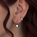 Antique Russian Old Mine Moissanite Drop Dangle Earrings in 14kt Two-Tone Gold Over