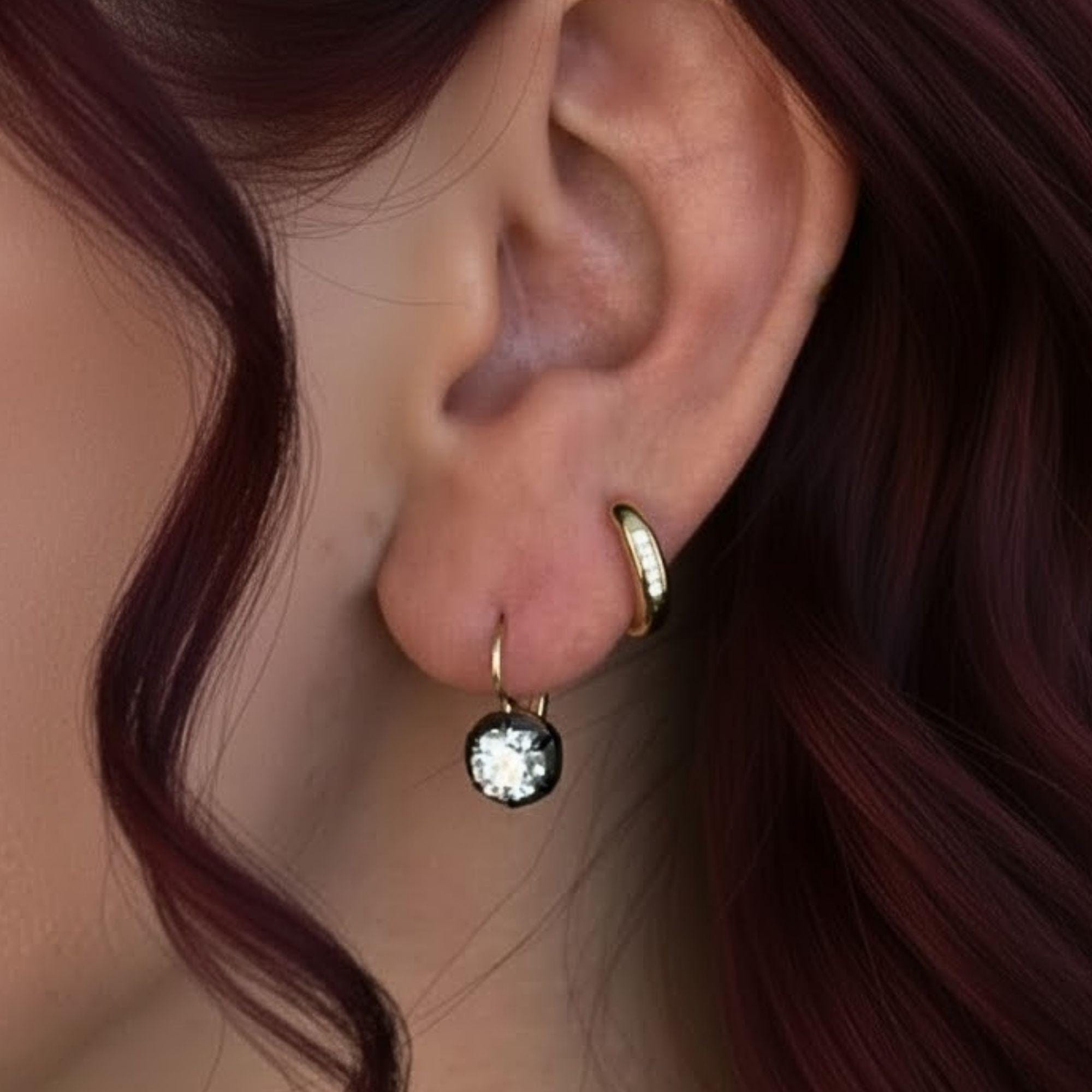 Antique Russian Old Mine Moissanite Drop Earrings