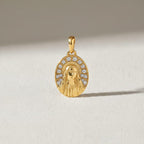 14K Gold Archangel Michael Pendant: 14K Yellow Gold Diamond Necklace