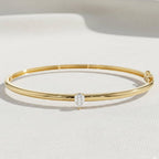 14K Gold Minimalist Bracelet, Pear Shape Solitaire Bangle, Diamond Bangle Bracelet, Tear Drop Bracelet Bangle, Birthday Gift