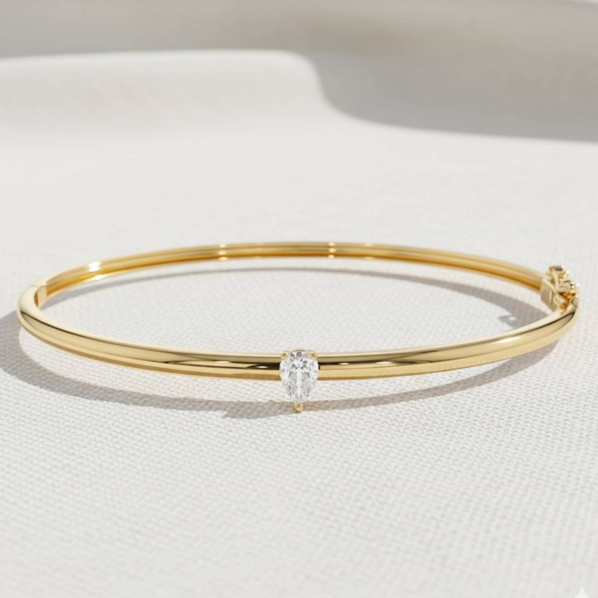 Lab Created Pear & Heart Shape Diamond Bangle Bracelet