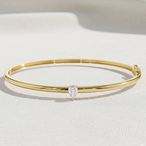 Lab Created Pear & Heart Shape Diamond Bangle Bracelet