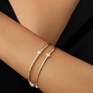 Lab Created Pear & Heart Shape Diamond Bangle Bracelet
