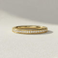 Diamond Wedding Band 10K 14K Solid Gold Stacking Ring Half Eternity Ring Lab Grown Diamond Ring Anniversary Stack Ring for Women