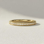 Diamond Wedding Band 10K 14K Solid Gold Stacking Ring Half Eternity Ring Lab Grown Diamond Ring Anniversary Stack Ring for Women