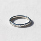 Delicate Flush Set Round Diamond Wedding Band, 14K Gold Round Dome Ring, Wide Round Lab Diamond Band, Anniversary Stacking Ring
