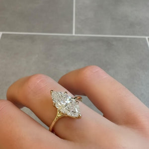 14K Gold Marquise Cut Lab Diamond Solitaire Engagement Ring