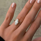 Solid Yellow Gold Marquise Cut Solitaire 2CT Marquise Cut Moissanite Ring, Filigree Wedding Ring, 6 Prongs Anniversary Diamond Ring For Her