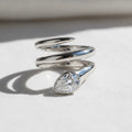 Unique Snake Design Engagement Ring Lab Grown Diamond Bridal Ring Sterling Silver Ring Anniversary Gift Promise Ring Handmade Ring For Her