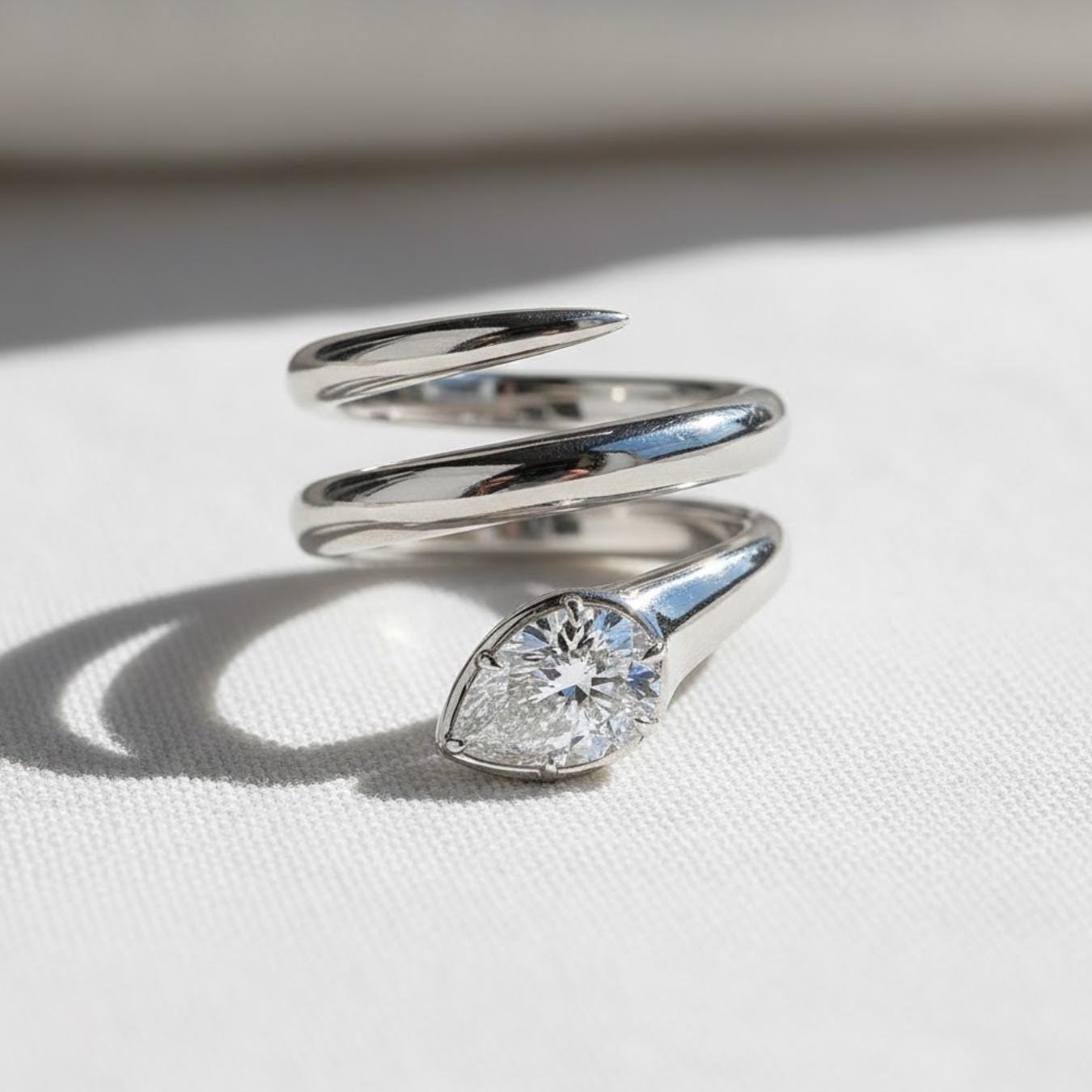 Unique Snake Design Engagement Ring For Her in 925 Silver