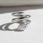 Unique Snake Design Engagement Ring Lab Grown Diamond Bridal Ring Sterling Silver Ring Anniversary Gift Promise Ring Handmade Ring For Her