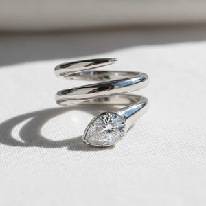 Unique Snake Design Engagement Ring For Her in 925 Silver