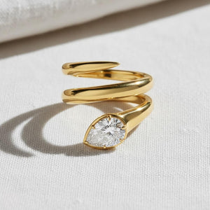 Unique Snake Design Engagement Ring For Her in 925 Silver
