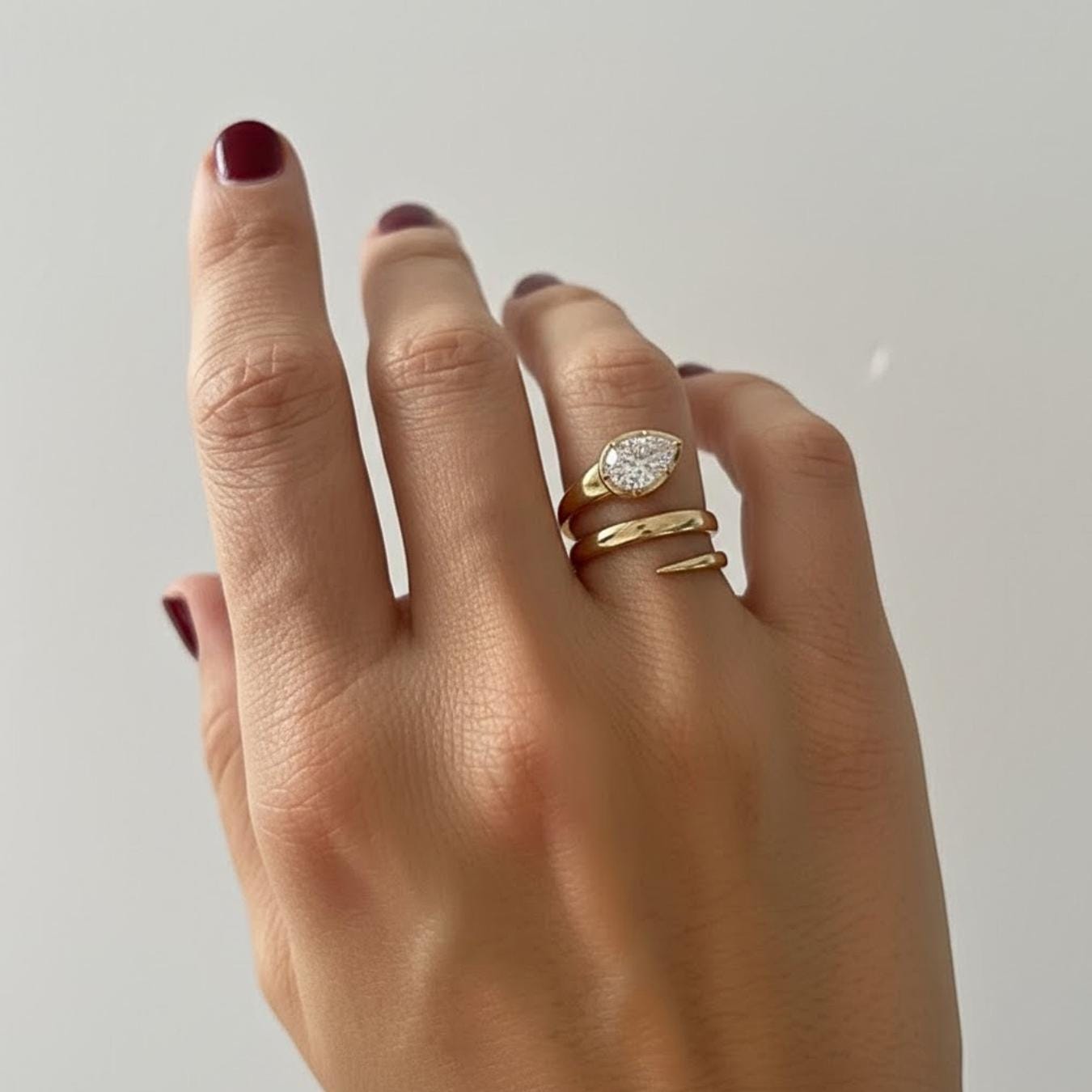 Unique Snake Design Lab Diamond Engagement Ring