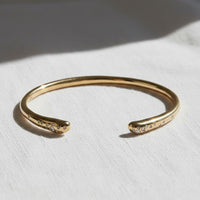 14K Gold Plated Diamond Open Cuff Bangle