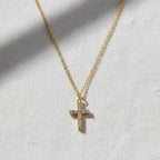 14k Solid Gold Diamond Encrusted Cross Necklace / Silver Cross Necklace with Lab Diamond / Diamond Cross Necklaces for Women