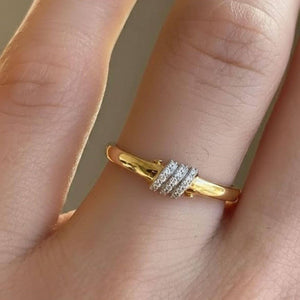 14K Gold Twisted Wedding Band Lab Diamond Sterling Silver Ring
