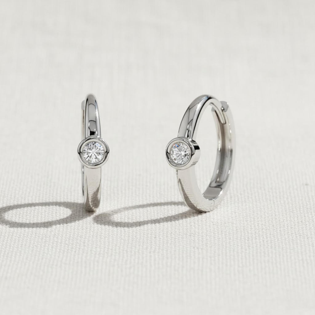 14K Gold Diamond Hoop Earrings Small Hoop Earrings Gold Hoops Diamond Earrings Large Hoop Earrings Mothers Day Gift Mom Gift for Her