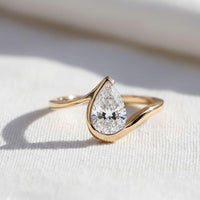 1.5 Ct Pear Cut Diamond Half Bezel Engagement Ring