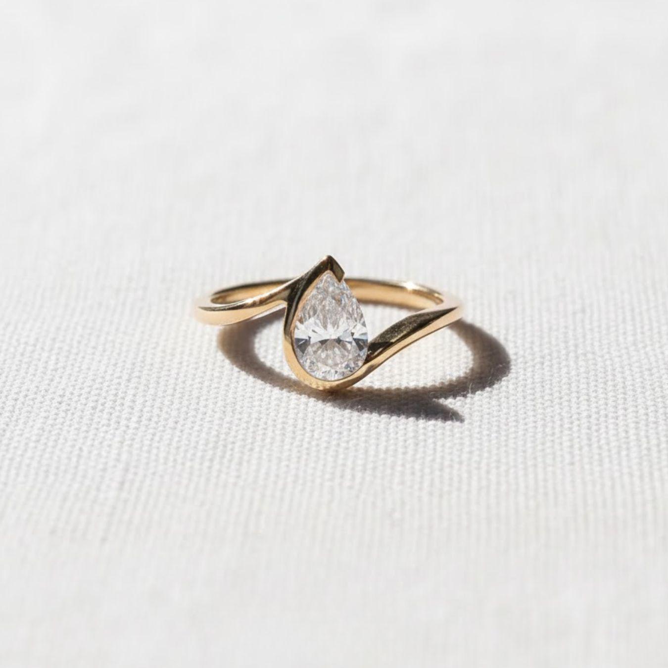 Pear Cut Lab Diamond Engagement Ring, IGI Certified