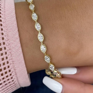 Marquise Bezel Lab Diamond Tennis Bracelet in 14K Yellow Gold
