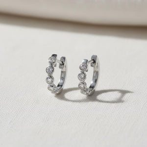 14K Gold Diamond Small Hoop Earrings Gift for Her