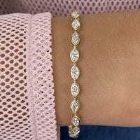 Marquise Bezel Lab Diamond Tennis Bracelet in 14K Yellow Gold