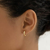 14K Gold Lab Grown Diamond Cartilage Hoop Earrings Helix Huggies