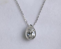 Pear Lab Diamond Bezel Solitaire Necklace, 14K Yellow Gold
