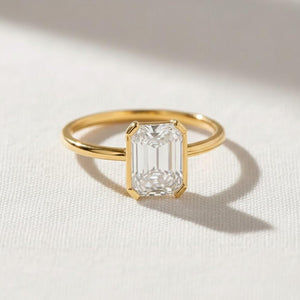 Emerald Cut Diamond Solitaire Ring in 14k Yellow Gold