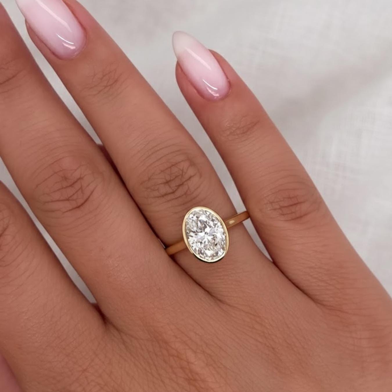 2 Ct Oval Bezel Diamond Engagement Ring