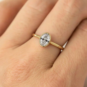 2 Ct Oval Bezel Diamond Engagement Ring