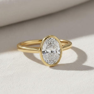 2 Ct Oval Bezel Diamond Engagement Ring