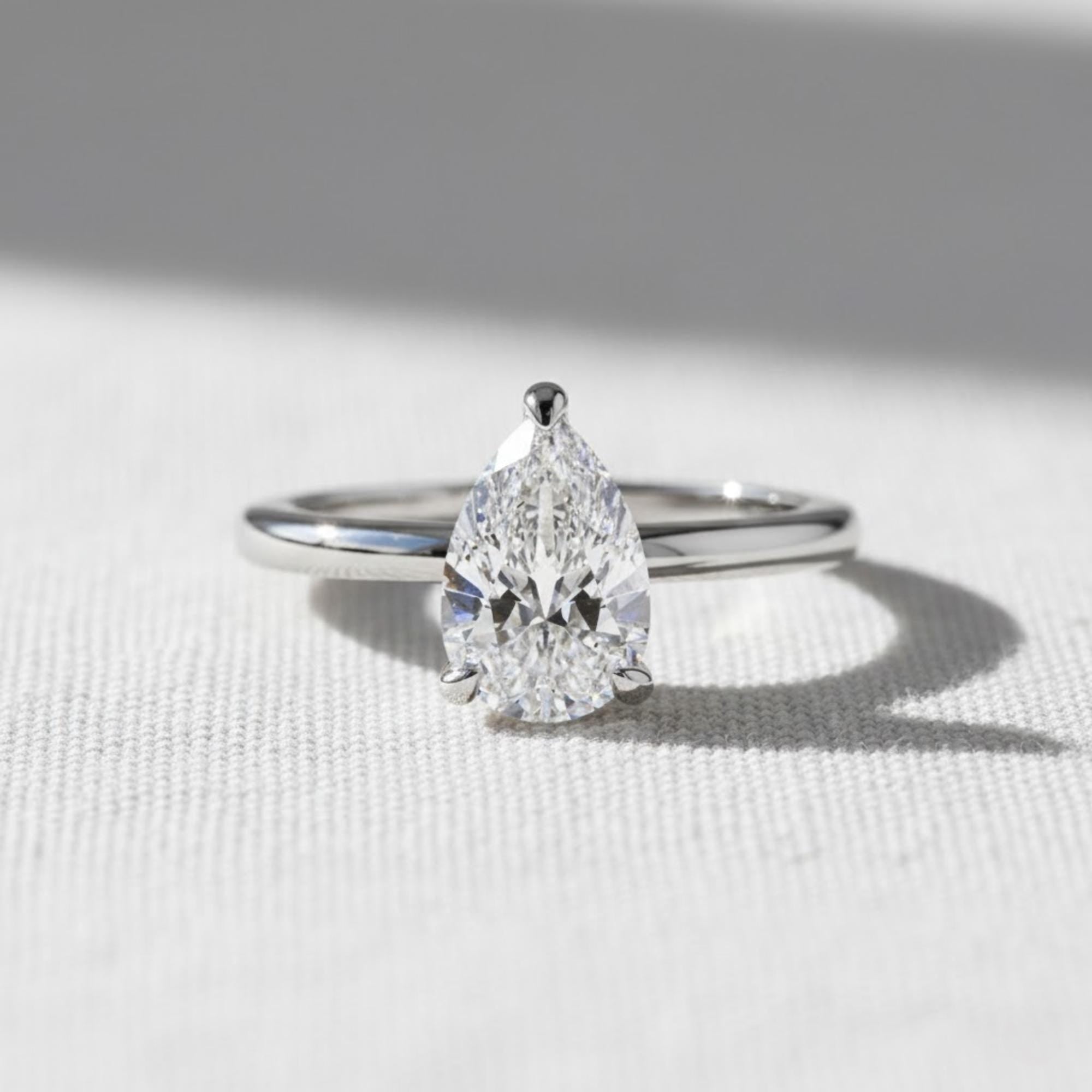 Solitaire Pear Diamond Ring for Her