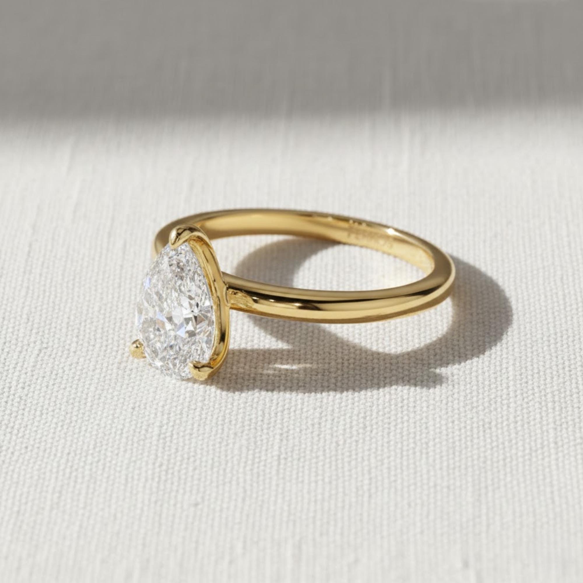 Solitaire Pear Diamond Ring for Her