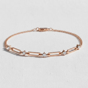Paperclip Diamond Station Chain Link Bracelet