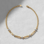 Paperclip Diamond Station Bracelet, Gold Chain Link Bracelet, Lab Create Diamond Accents, Minimalist Design, Subtle Elegance, Selene