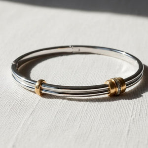 Two-Tone Diamond Stacking Bangle Bracelet