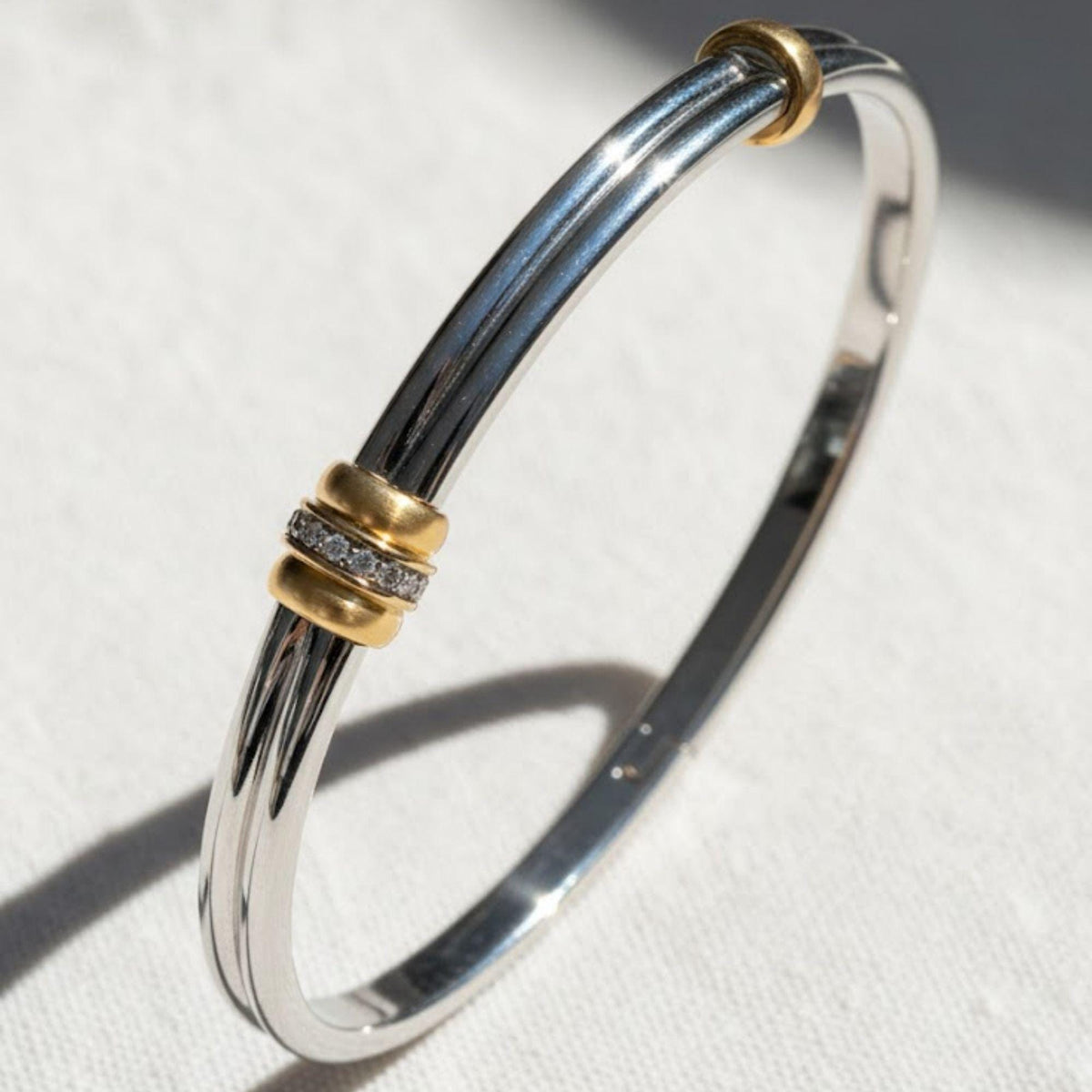 Two-Tone Diamond Stacking Bangle Bracelet