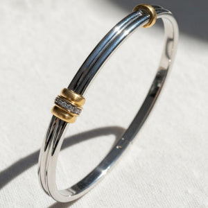 Two-Tone Diamond Stacking Bangle Bracelet