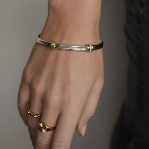 Two-Tone Diamond Stacking Bangle Bracelet