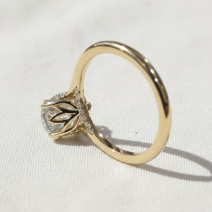 Oval Lab Diamond Hidden Halo Engagement Ring 14K Gold