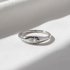 Solid Gold Northstar Pinky Diamond Ring, 14k Polaris Star Signet Ring, Slim Celestial Ring, Lab Created Diamond Low Dome Midi Ring Gift