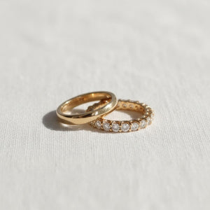 14K Lab Grown Diamond Wedding Band Set Minimalist Eternity Ring