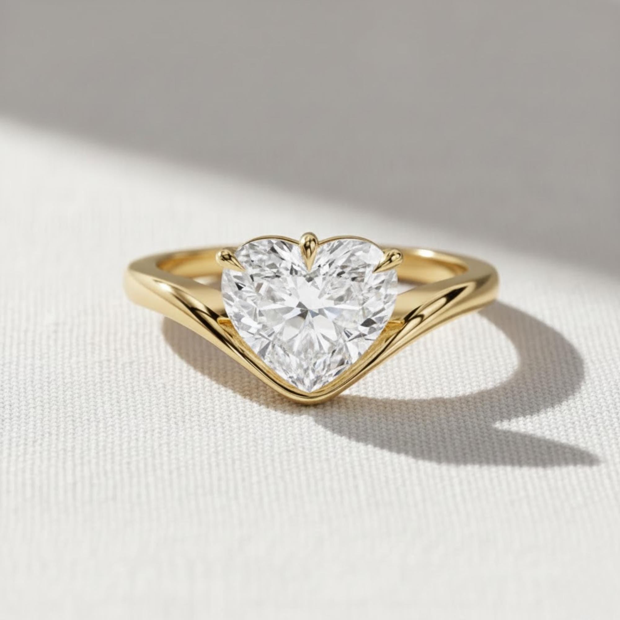 2 Ct Heart Shape Lab Diamond Solitaire Engagement Ring