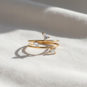 Pear Three Diamond Engagement Ring Lab Created Diamond Gift for Wife